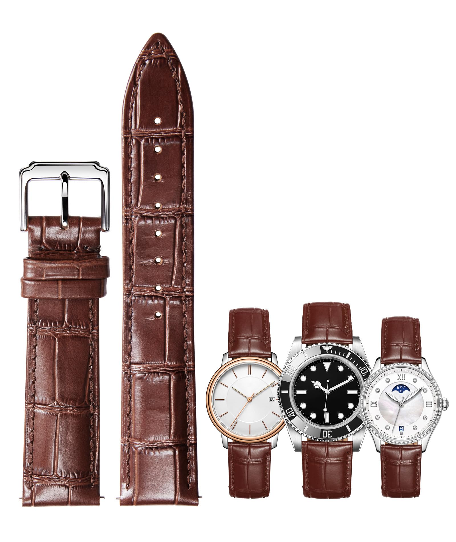 BINLUN Genuine Leather Watch Bands Women Men Quick Release Leather Watch Straps Replacement with 12 Colors Option (10mm, 12mm, 14mm, 15mm, 16mm, 17mm, 18mm, 19mm, 20mm, 21mm, 22mm, 23mm) — view 8