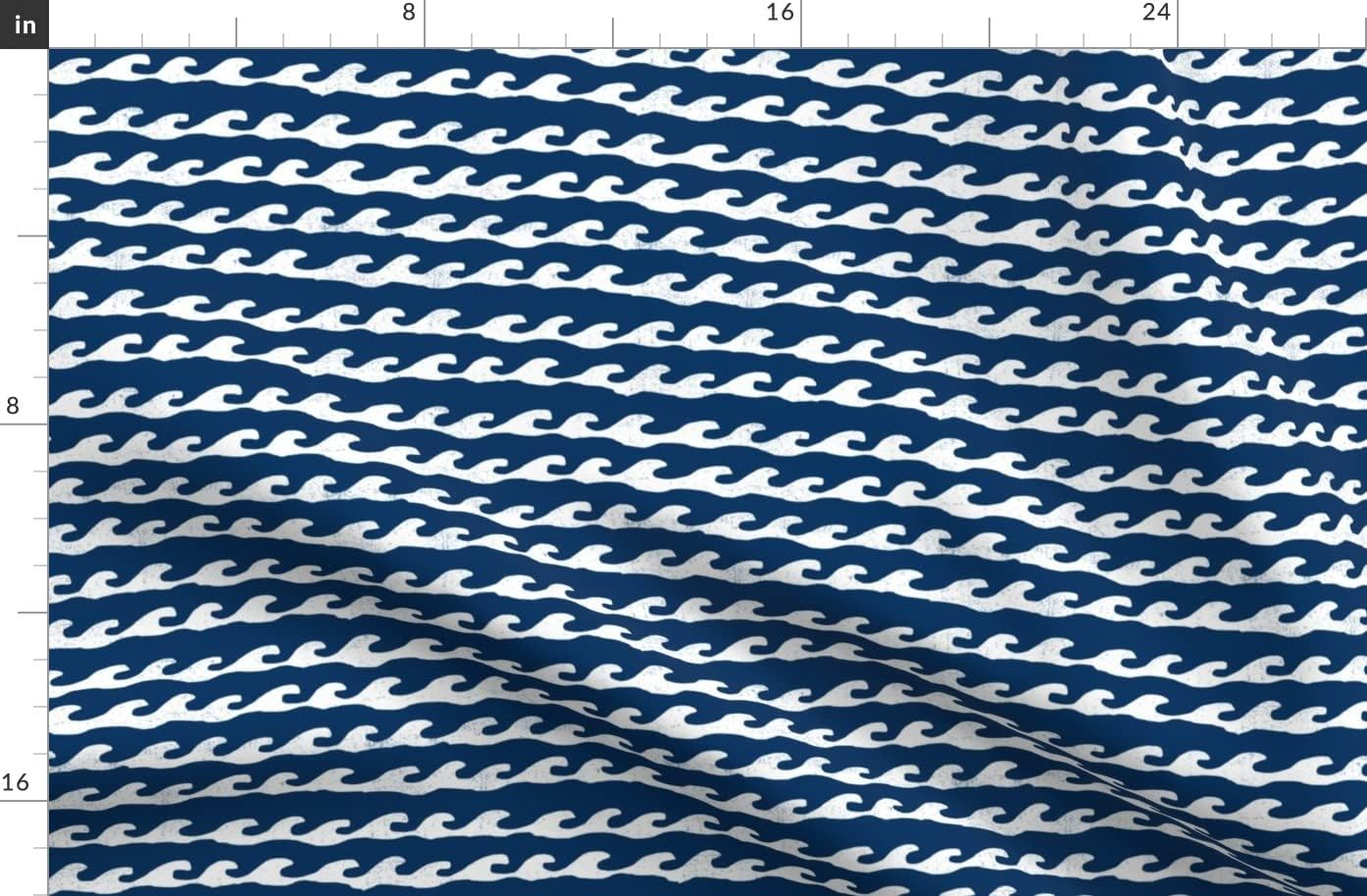 Spoonflower Fabric - Surf White Navy Water Ocean Waves Summer Nautical Wave Sea Blue Printed on Organic Cotton Sateen Fabric by The Yard - Sewing Quilting Apparel Home Decor