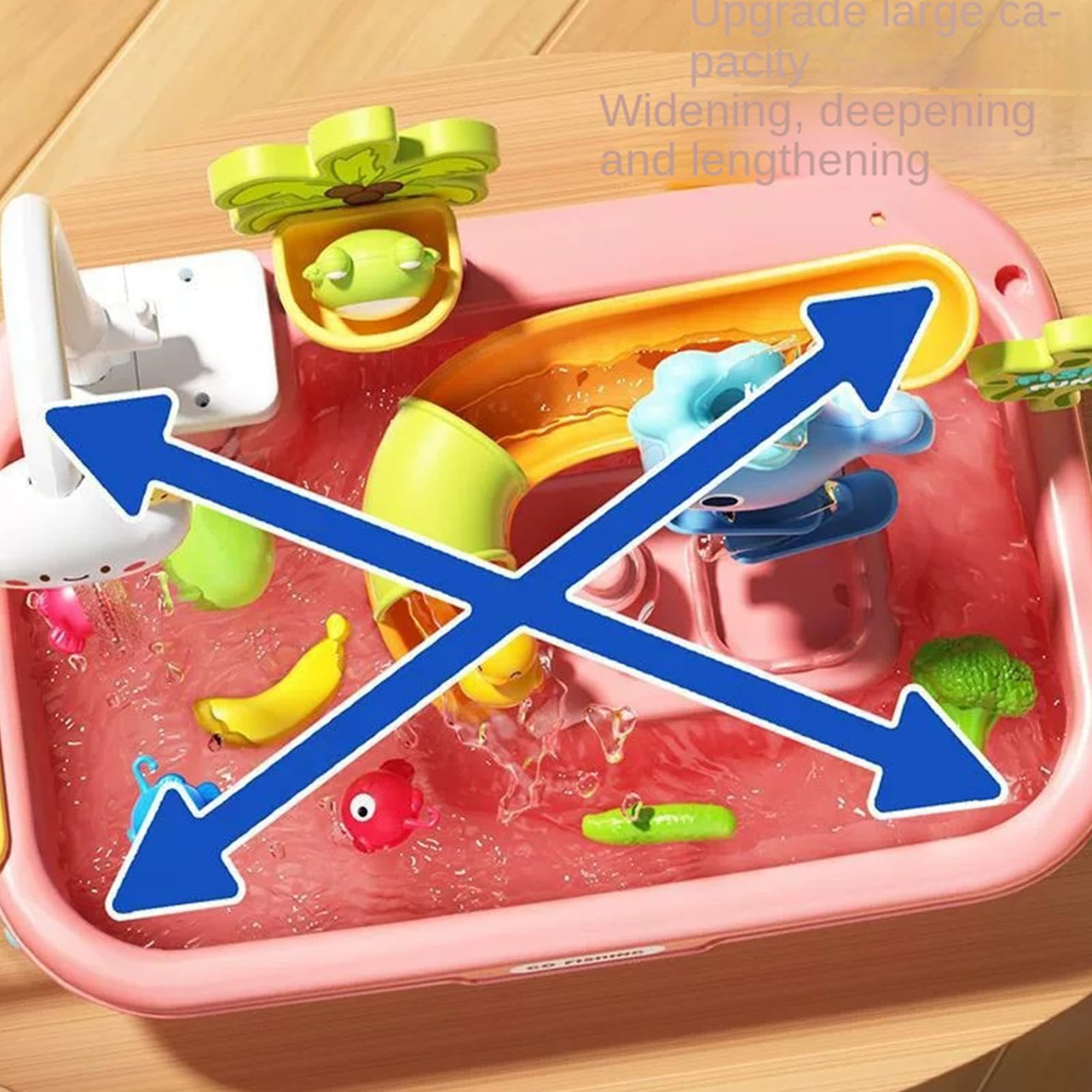 Wassertisch für Kinder im Freien, Spielzeug-Set, 4-in-1-Spüle, mit Wasser und Pumpe, für und Mädchen von 4 bis 8 Jahren, für Geburtstag, Sommer, im Freien und in der