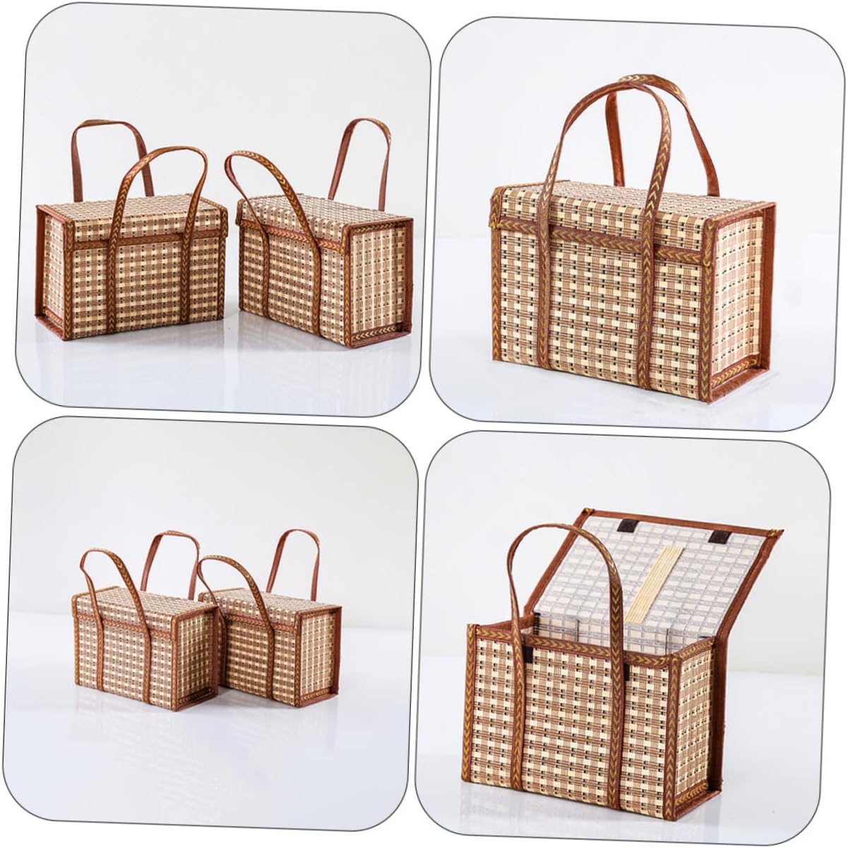 BESPORTBLE 2pcs Portable Hand Basket for Picnics and Gifting Elegant Woven Storage Basket for Fruits and Eggs Outdoor Picnic Accessory and Chic Design
