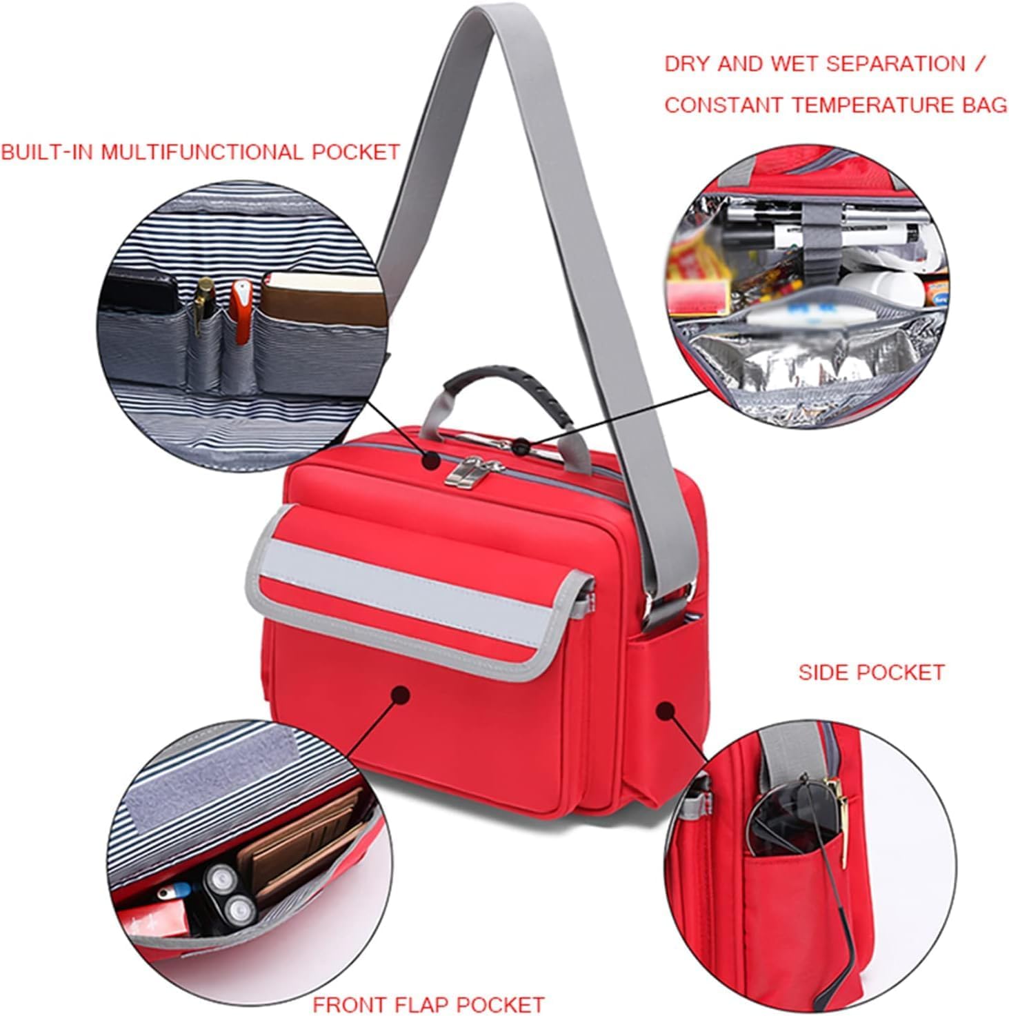 First Aid Kit Bag - First Responder Bag with Handle and Shoulder Strap for Home Care, Hospice Visit, Travel, or Emergency Event Empty