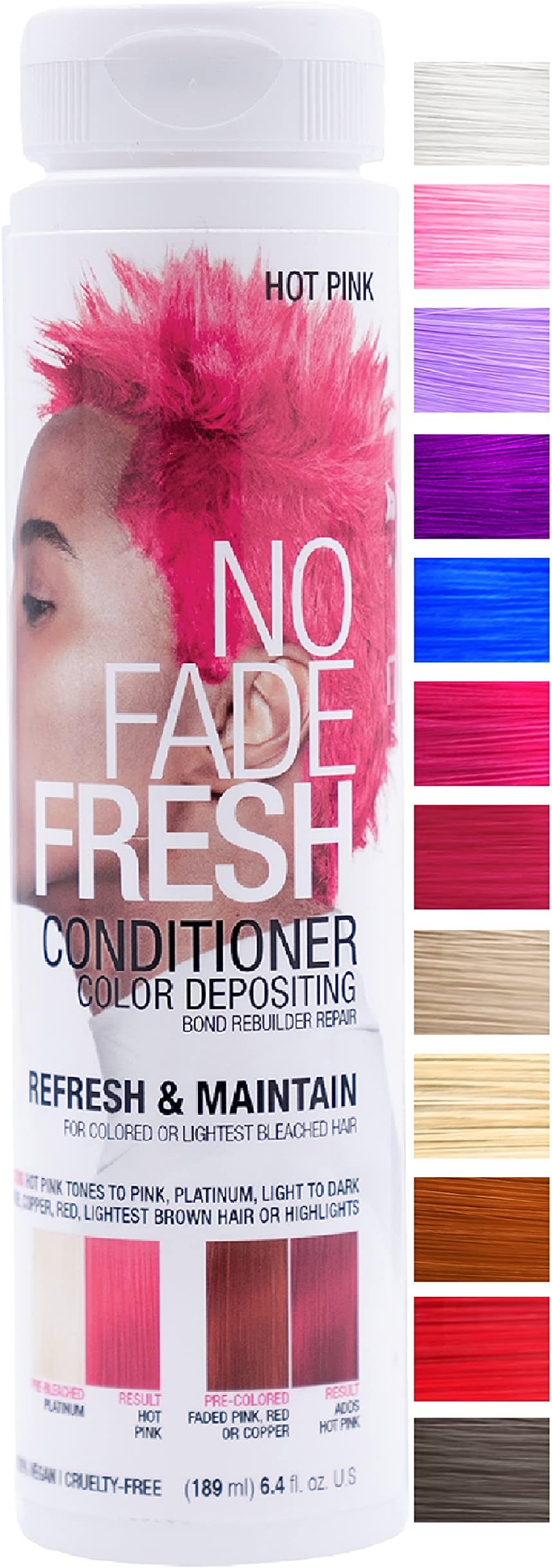 No Fade Fresh Hot Pink Hair Color Depositing Conditioner with BondHeal Bond Rebuilder to Promote Healthy Hair - Vegan, Cruelty Free - Bright Pink Color Maintianing Hair Dye - Sulfate, Paraben 6.4 oz