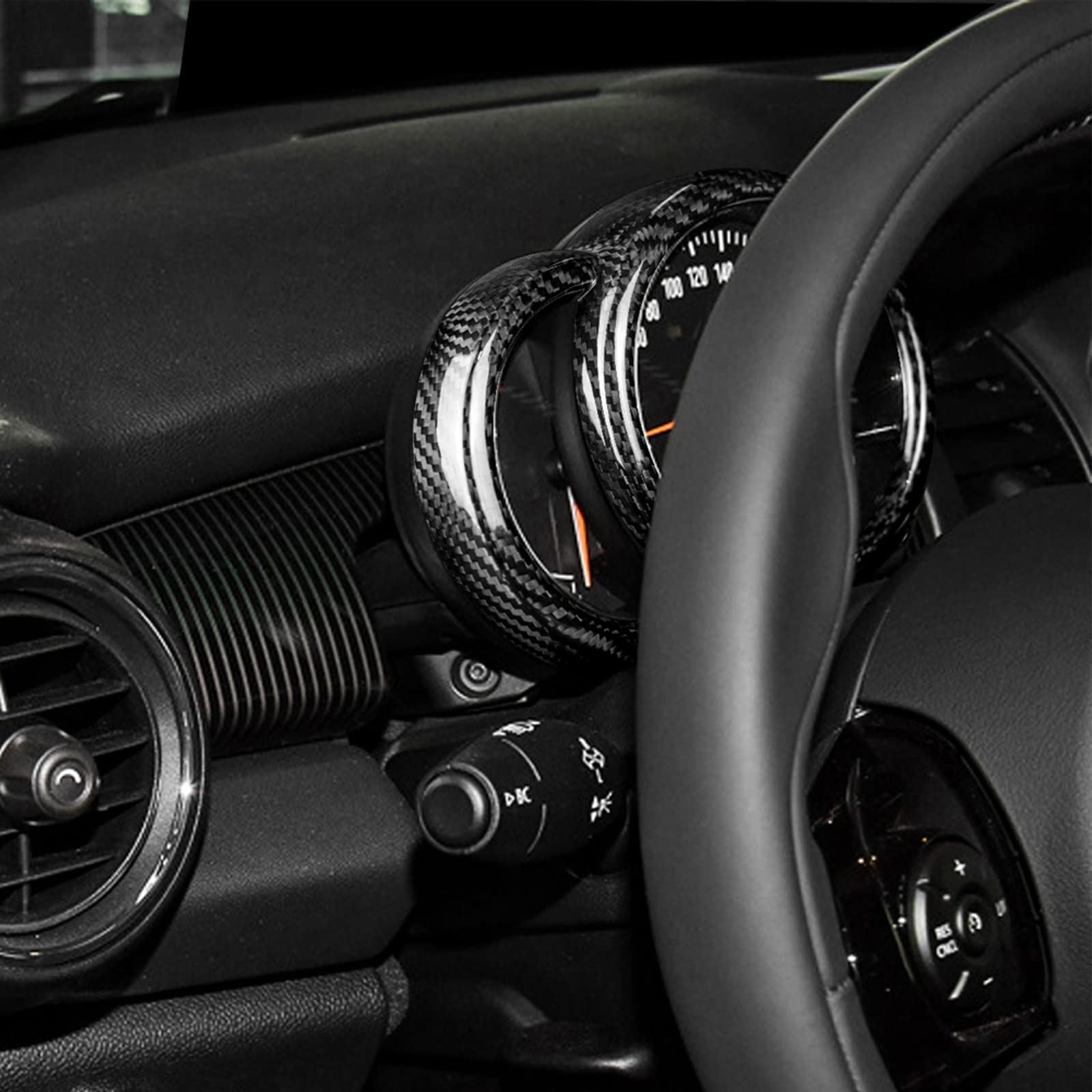 KUNGKIC Pegatina de fibra de carbono para el marco del velocímetro del coche para el Mini Cooper Clubman F54 F55 F56 F57 F60 Countryman Accesorios decorativos