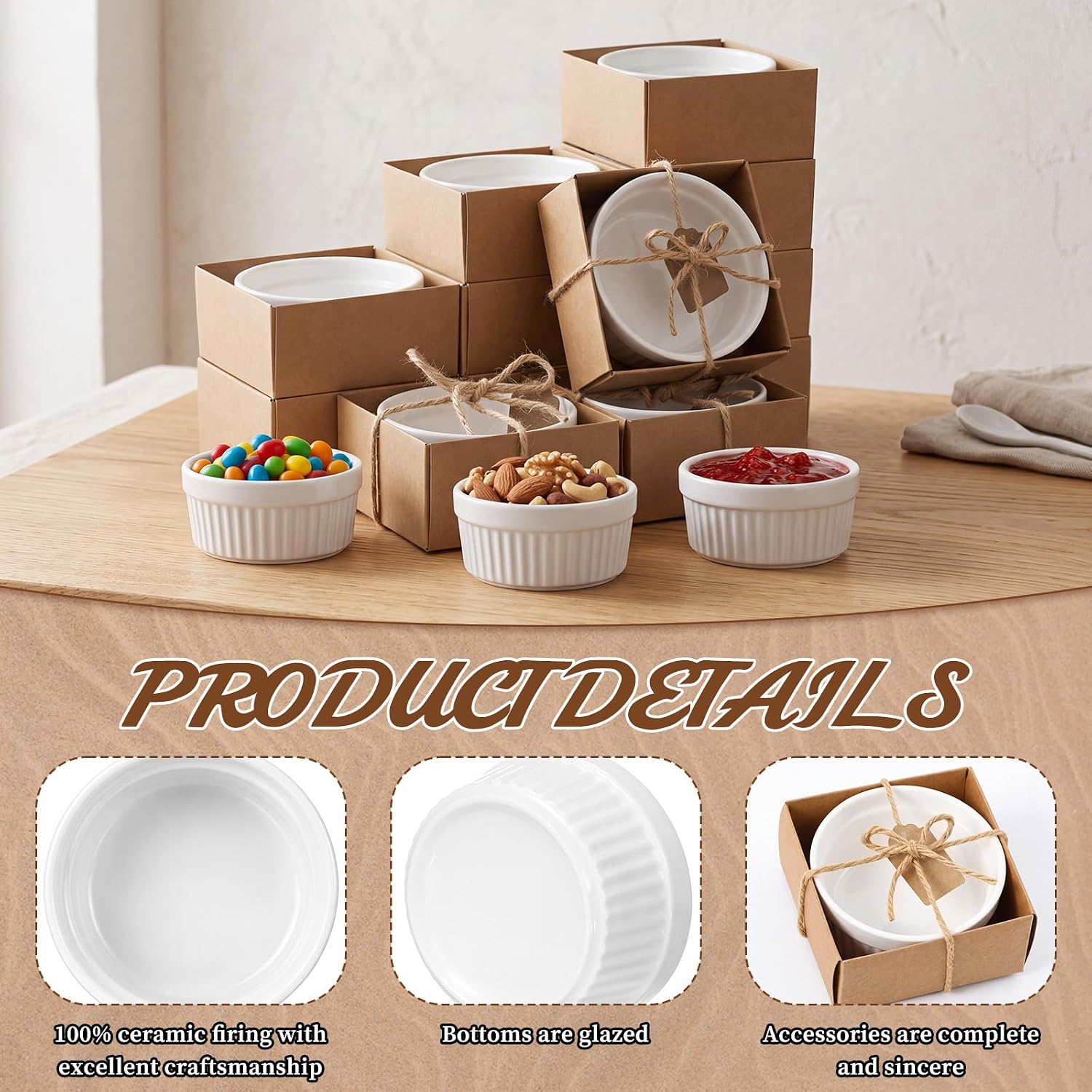 12 Pack Ramekins Return Gift Set 4 oz Wedding Favors