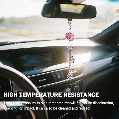 Miniatura 5 de Bling Ball and Drops - Colgante para espejo retrovisor de automóvil, dije de cristal para mujer, colgante de cristal colgante de la suerte,