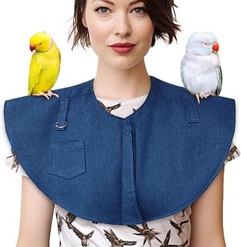 Parrot Anti-Scratch Shoulder Protector, Hang Bird Anklet Toys, Multi Functional Pet Training Pad Poop Diaper Anti-bite Shawl for Parakeets Lovebirds Finches Medium, Blue