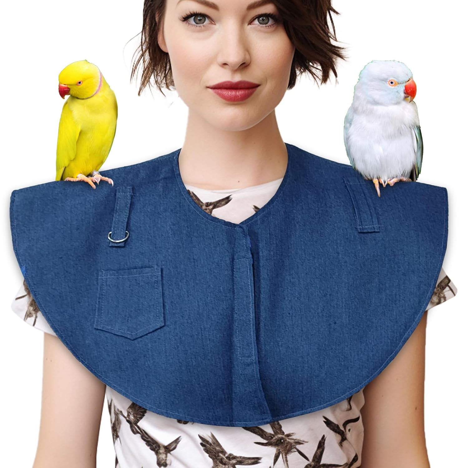 Parrot Anti-Scratch Shoulder Protector, Hang Bird Anklet Toys, Multi Functional Pet Training Pad Poop Diaper Anti-bite Shawl for Parakeets Lovebirds Finches (Medium, Blue)