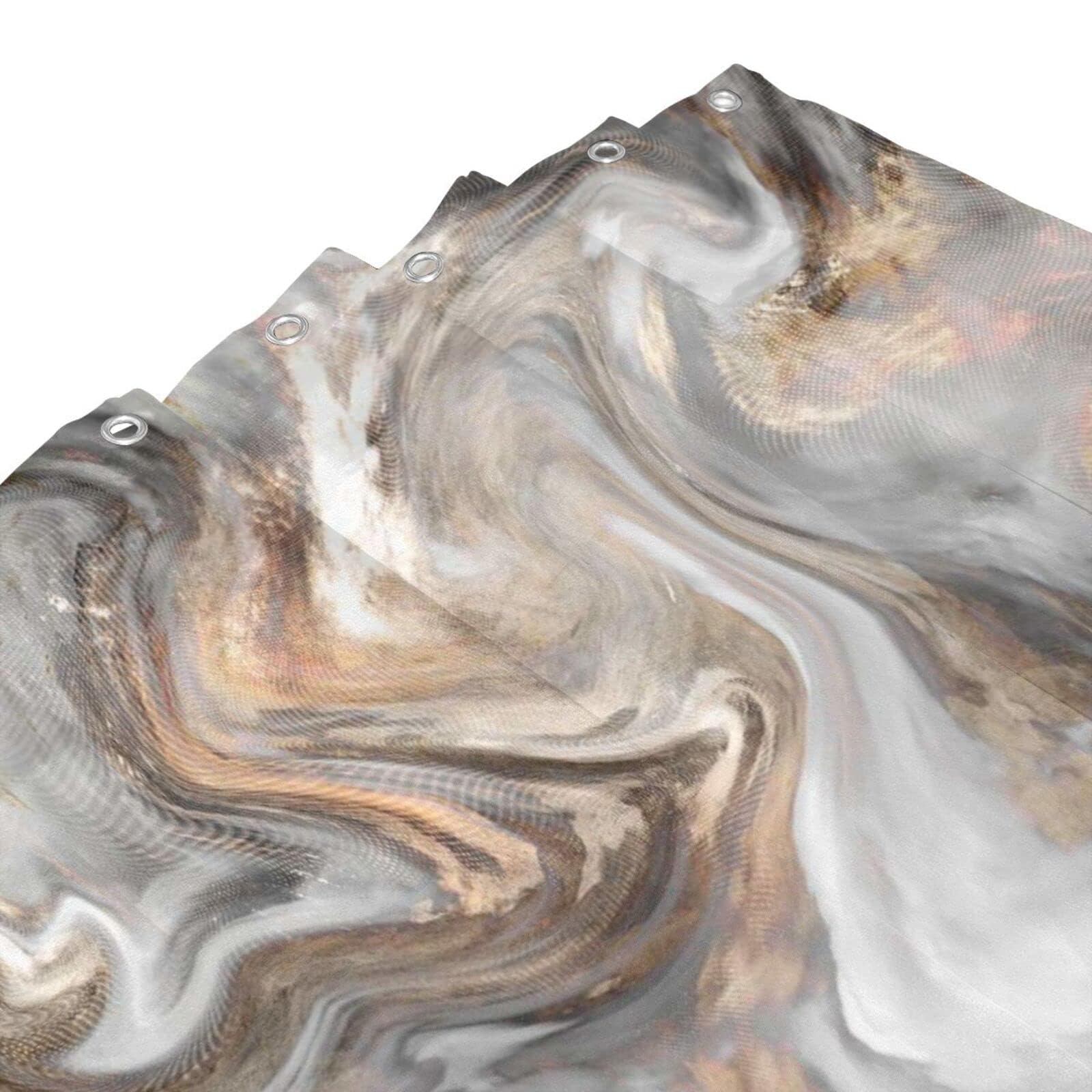 Gaakvrr Shower Curtain Retro Light Grey Brown Marble Texture Waterproof Polyester Fabric Bathroom Curtain Set including 12 Hooks (180x180 cm) - Image 4