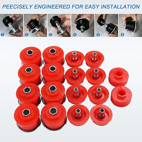 Miniatura 7 de Kit de bujes de montaje de cuerpo negro KF04060BK - Soportes de cabina de poliuretano con kit de herramientas de repuesto para Ford Super Duty F250