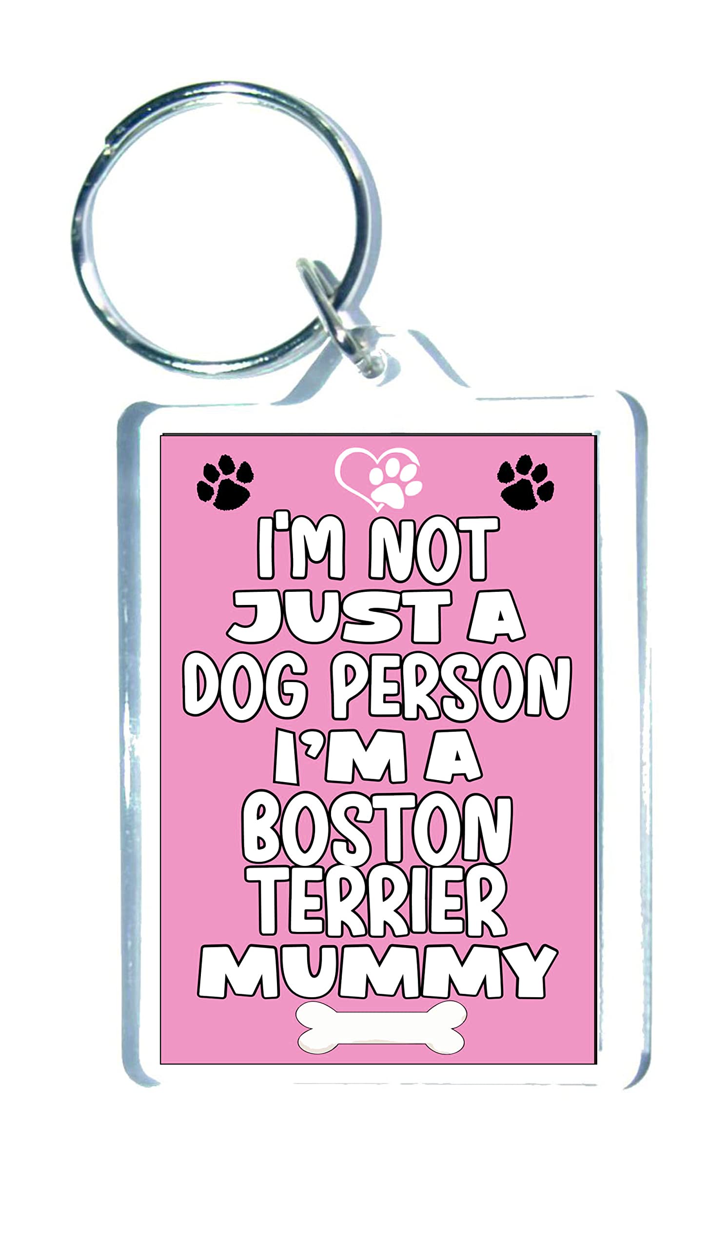 Decalarama Boston Terrier Keyring – I'm Not Just A Dog Person I'm A Boston Terrier Mummy – Cute Fun Family Novelty Birthday Gift