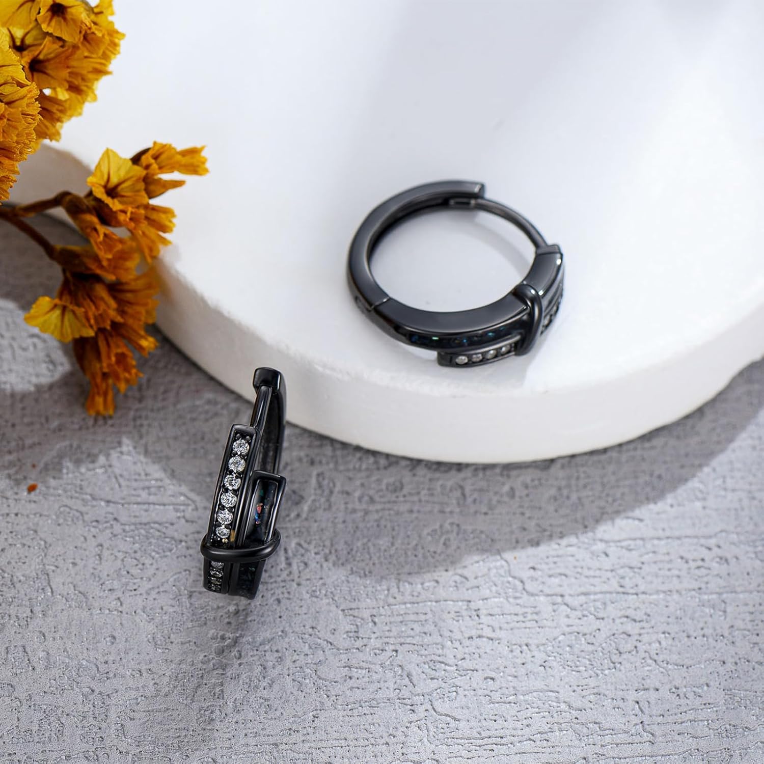 Gothic Hoop Earrings 925 Sterling Silver Black Hoop Earrings Jewelry Birthday Gifts for Men Women - Image 6