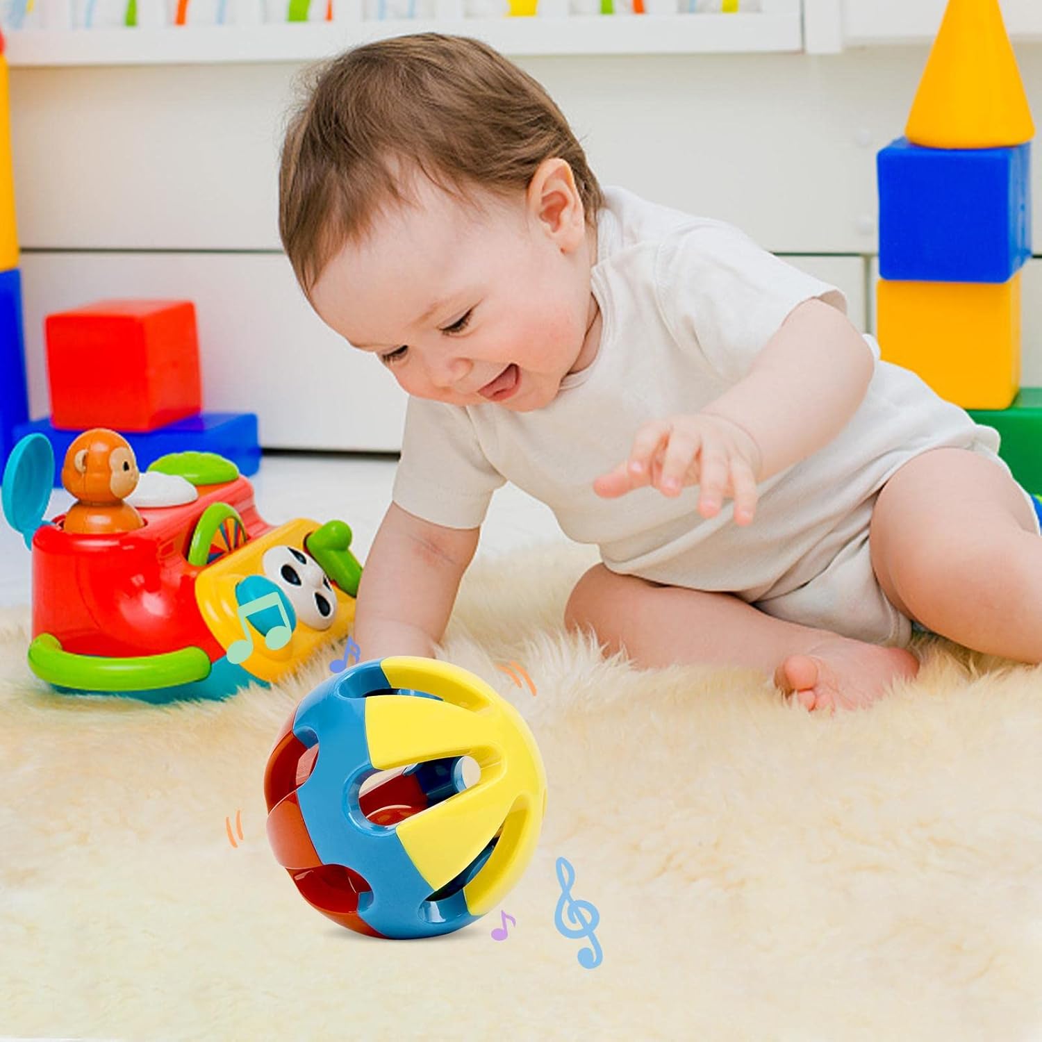 国内外の人気 ベビーボール 握力ボール 赤ちゃん 握りボール 玩具 カラフルホールボール ベビー用ボール 音が出るボール 想像力を育つ知育玩具 おままごと 視覚 触覚 聴覚 観察力 おもちゃ 幼児 ベビー用品 男の子 女の子 出産お祝い 誕生日 クリスマス プレゼント Sparrow Rs