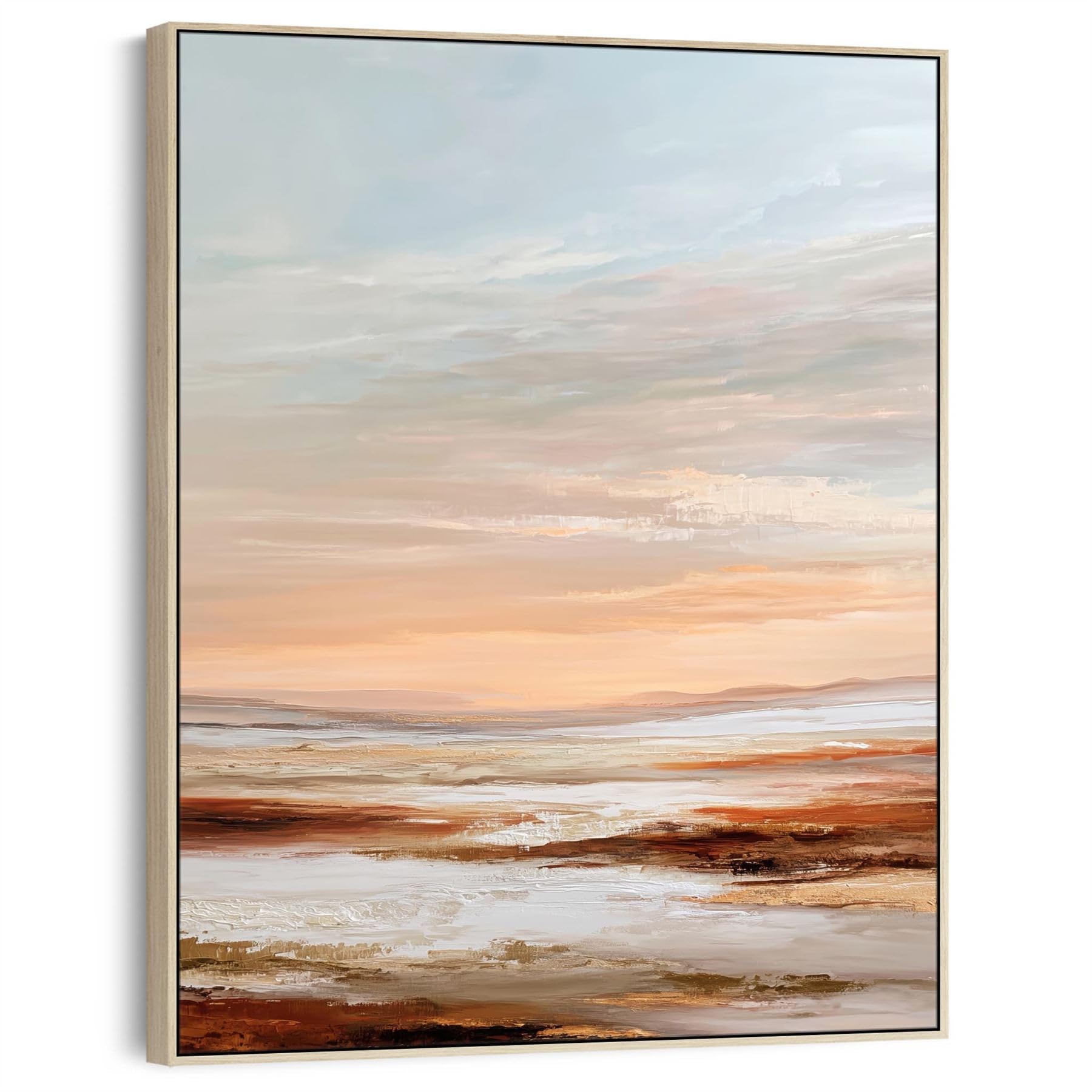 Wallfillers Orange Grey - Rust Horizons 1 - Framed Abstract Landscape Wall Art Canvas (84cm x 100cm)