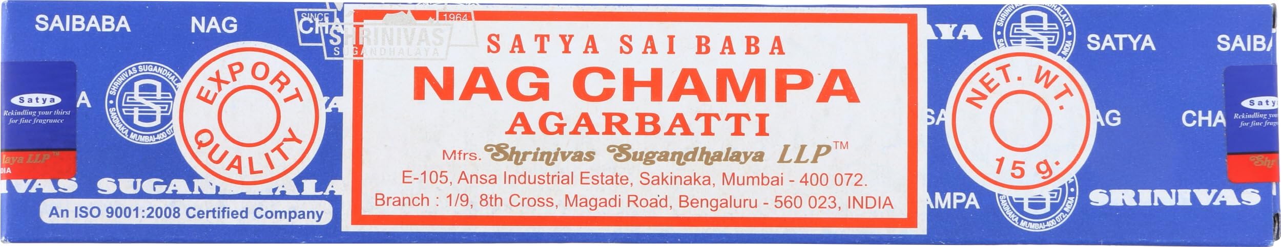Satya Sai Baba Nag Champa Agarbatti, .53 oz