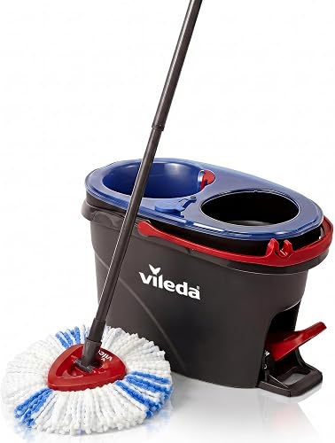 Vileda H2PrO - Sistema de Fregona Giratoria con Cubo de Doble Cámara | Escurrido con pedal | Separación de agua limpia y sucia | Cabezal triangular de microfibra | Diseño ergonómico | Color gris