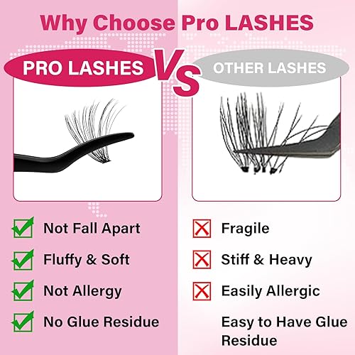 Miniatura 5 de PRO - Kit de extensión de pestañas con 200 racimos de pestañas, pestañas individuales, aplicador de pestañas y sellado, pinzas para pestañas, kit de