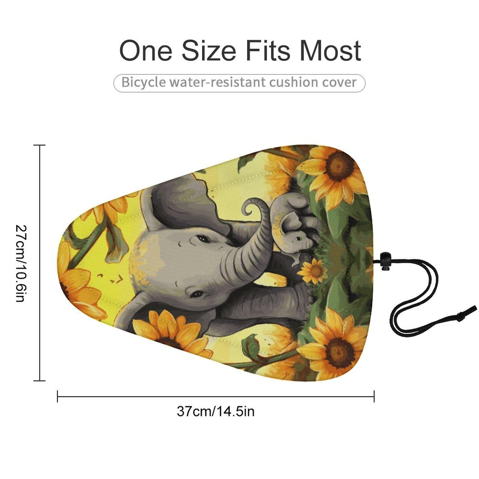 Bike Seat Cushion Comfort Washable Bike Seat Cover Mother and Baby Elephant Sunflowers Waterproof Bicycle Seat Covers Outdoor and Indoor Cycling