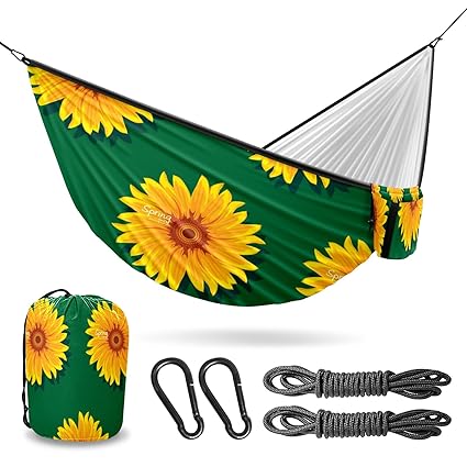 Counullo Hammock Double & Single Portable Hammocks with Storage Bag Travel Camping Beach Hiking Backpacking Patio Backyard-Indoor Outdoor Gear Sunflowers