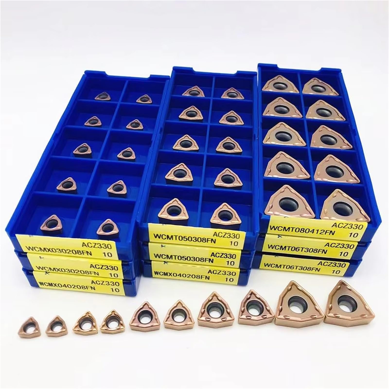 Herramienta De Corte CNC Inserción Torneado WCMX Carburo 10 Piezas(WCMT050308FN ACZ330)