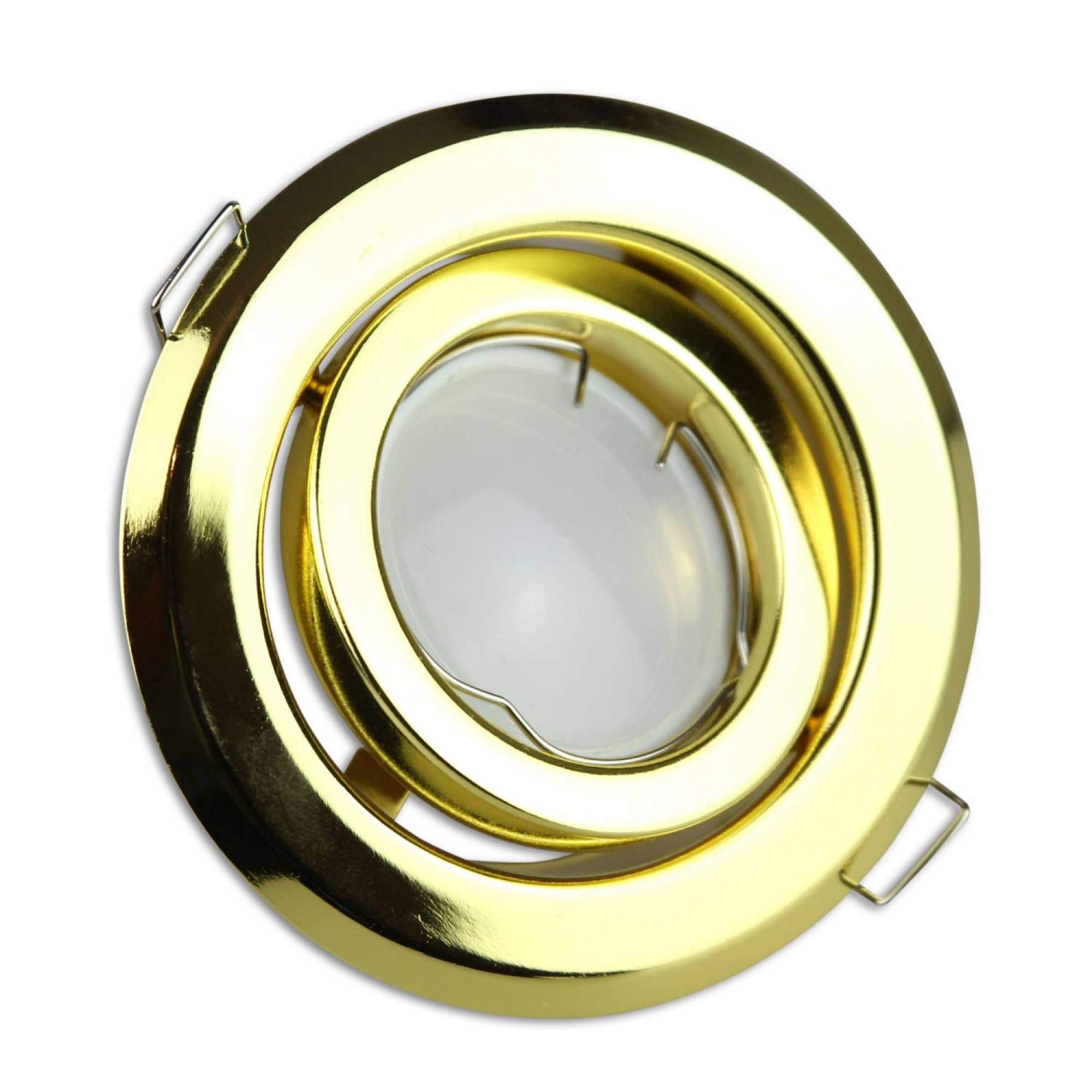 6x LED Einbaustrahler Set gold rund 7 Watt warmweiß GU10 230V - Einbauleuchte schwenkbar 80-85mm Bohrloch - Deckeneinbaustrahler Deckenspot Deckeneinbauleuchte Einbauleuchte Einbau-Spot
