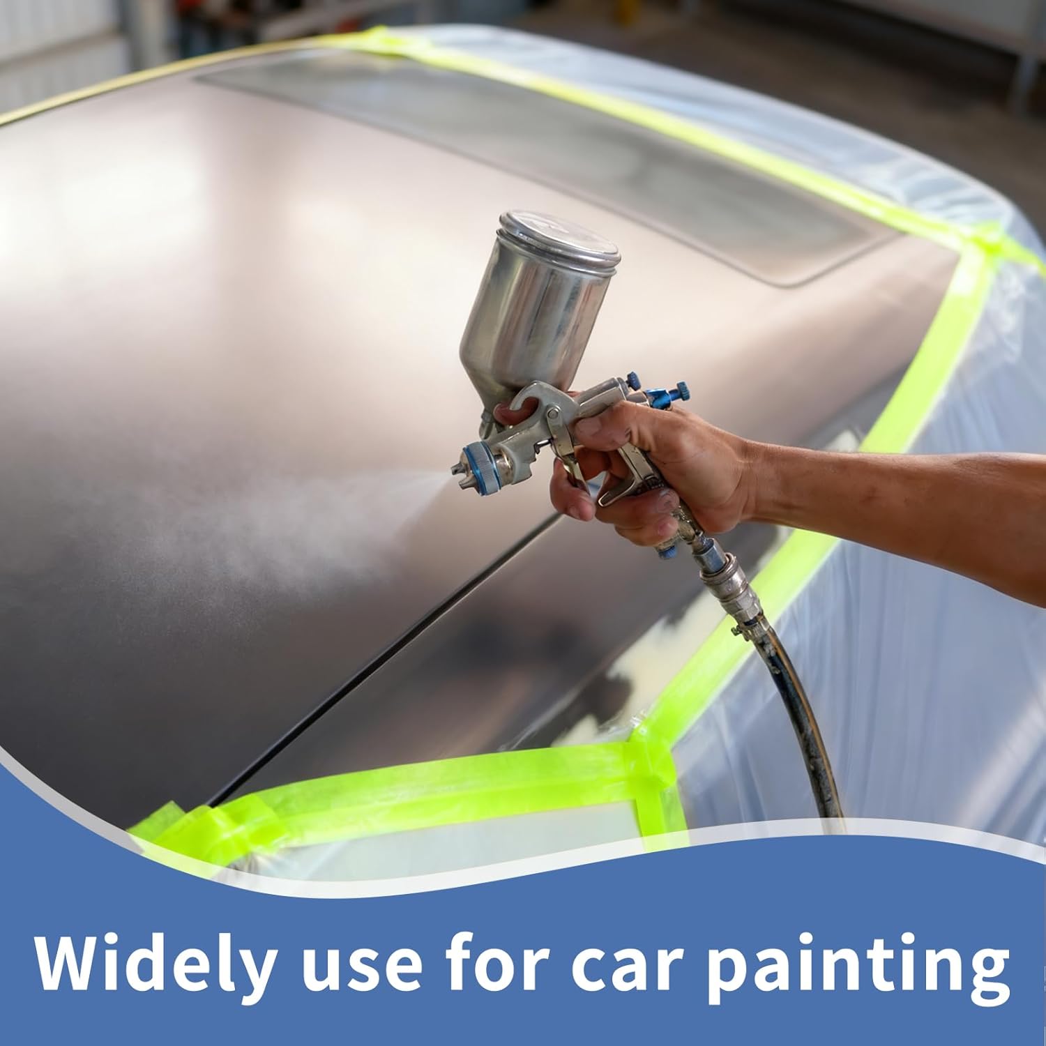 Painters Plastic with Tape 22" x 66',Pre-Taped Masking Film Reinforced Tape and Drape,Tear-Resistant Plastic Painting Film for Car Painting & Home Renovation (5 Rolls)