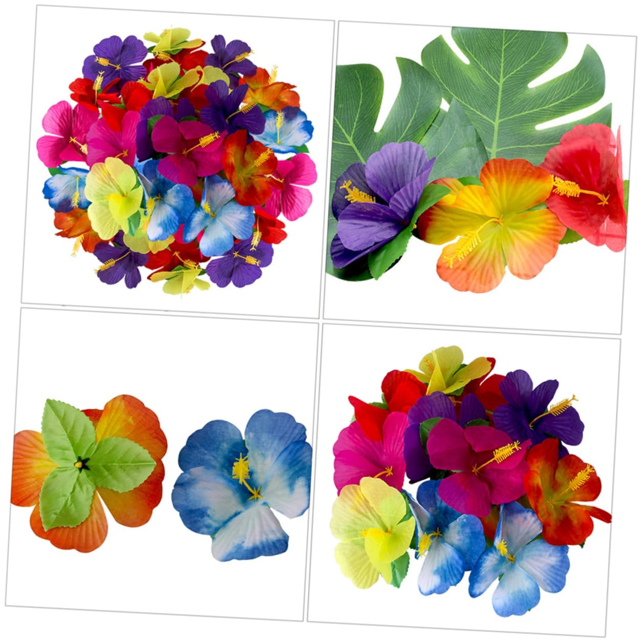 OUNONA Künstliche Hibiskusblüten Deko 72stücke aus Stoff für Sommerfest Tischdeko und Fotorequisite für Hawaii Party und Wohnzimmerdekoration Zufällige Farbe