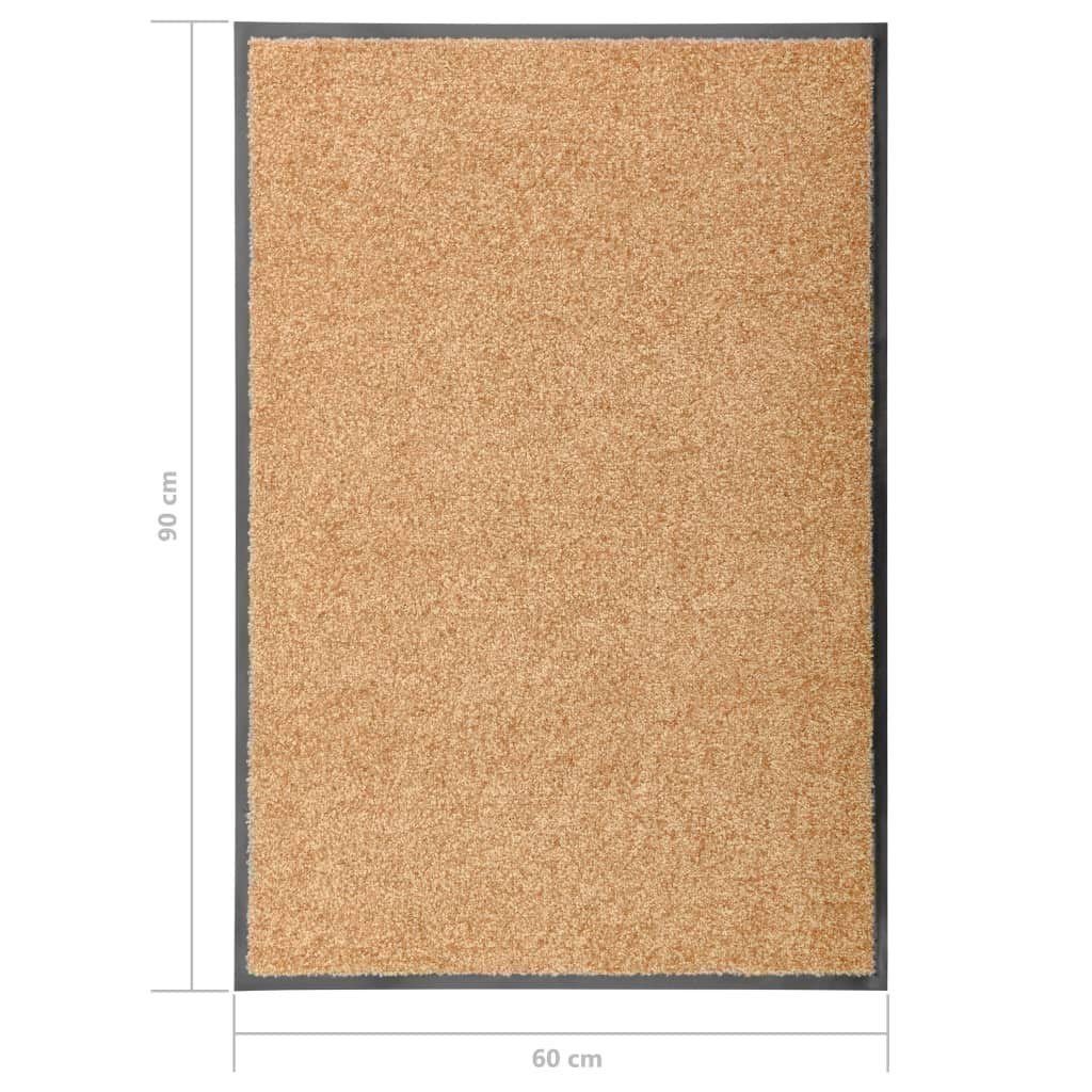 Felpudo lavable crema 60 x 90 cm | Soporte de PVC antideslizante, absorbente de 2,5 L/m², lavable a máquina, interior/exterior