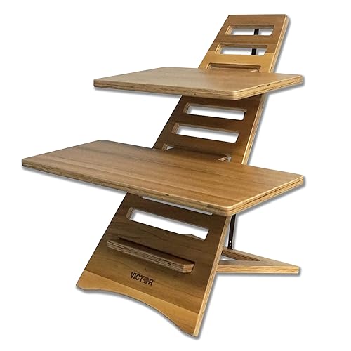 Victor DC175A High Rise Collection - Soporte ajustable para portátil de madera de acacia, bandejas dobles, 10 niveles, montaje rápido, perfecto para