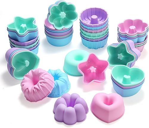 Molde de silicona para donas de 24 piezas, mini tazas antiadherentes, moldes redondos de silicona de 2.95 pulgadas, utensilios para hornear