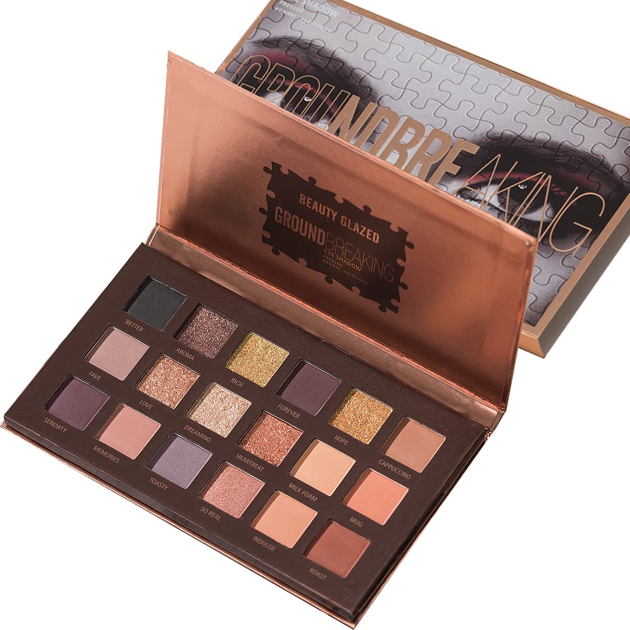 MYUANGO18 Colors Eyeshadow Palette, Pigmented & Ultra Blendable Neutral Eye Shadow Pressed Powder, Nude Naked Matte and High-Shine Shimmers Eye Makeup Palette for Professional and Practising