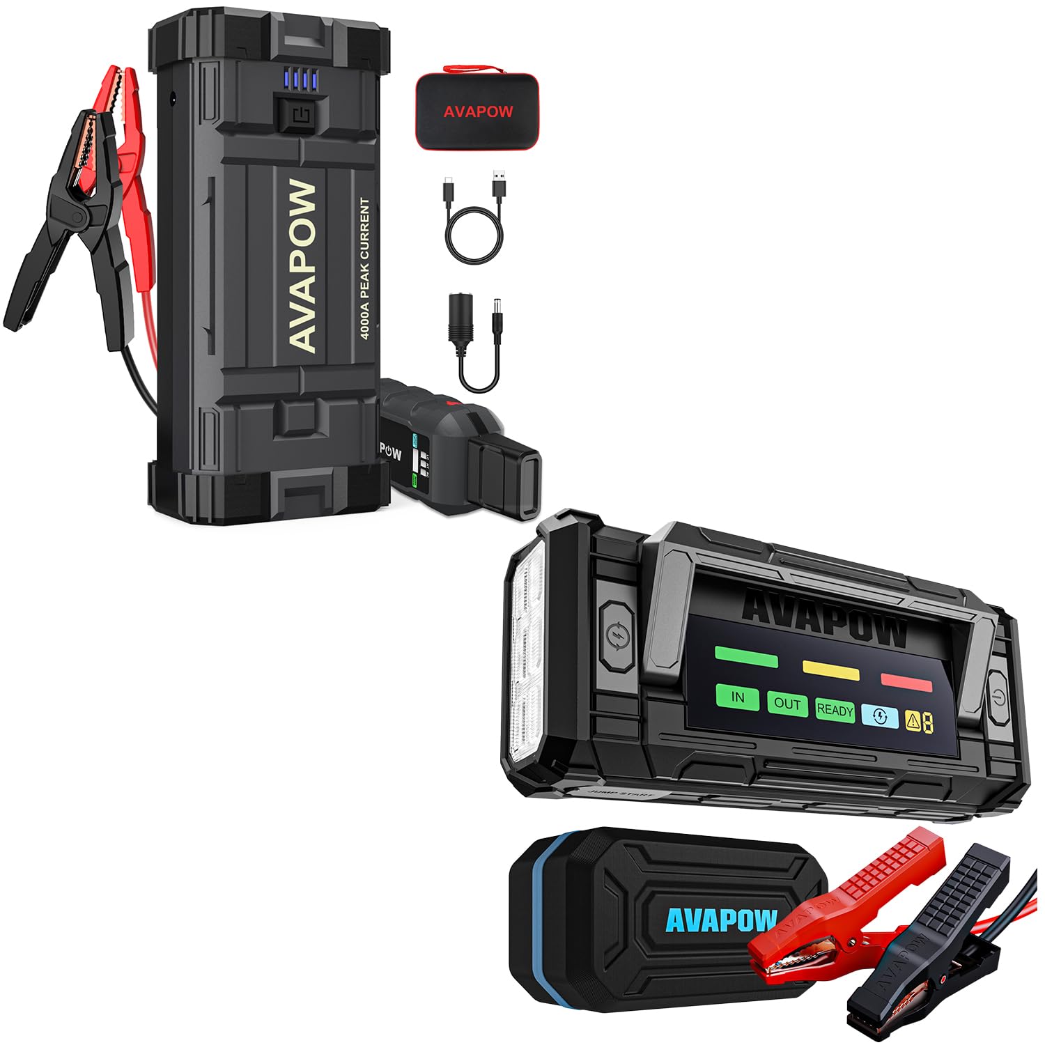 AVAPOW 8000A Battery Jumper Starter Portable with 4 HD Display PD 30W Dual-Way Fast Charging AVAPOW Car Jump