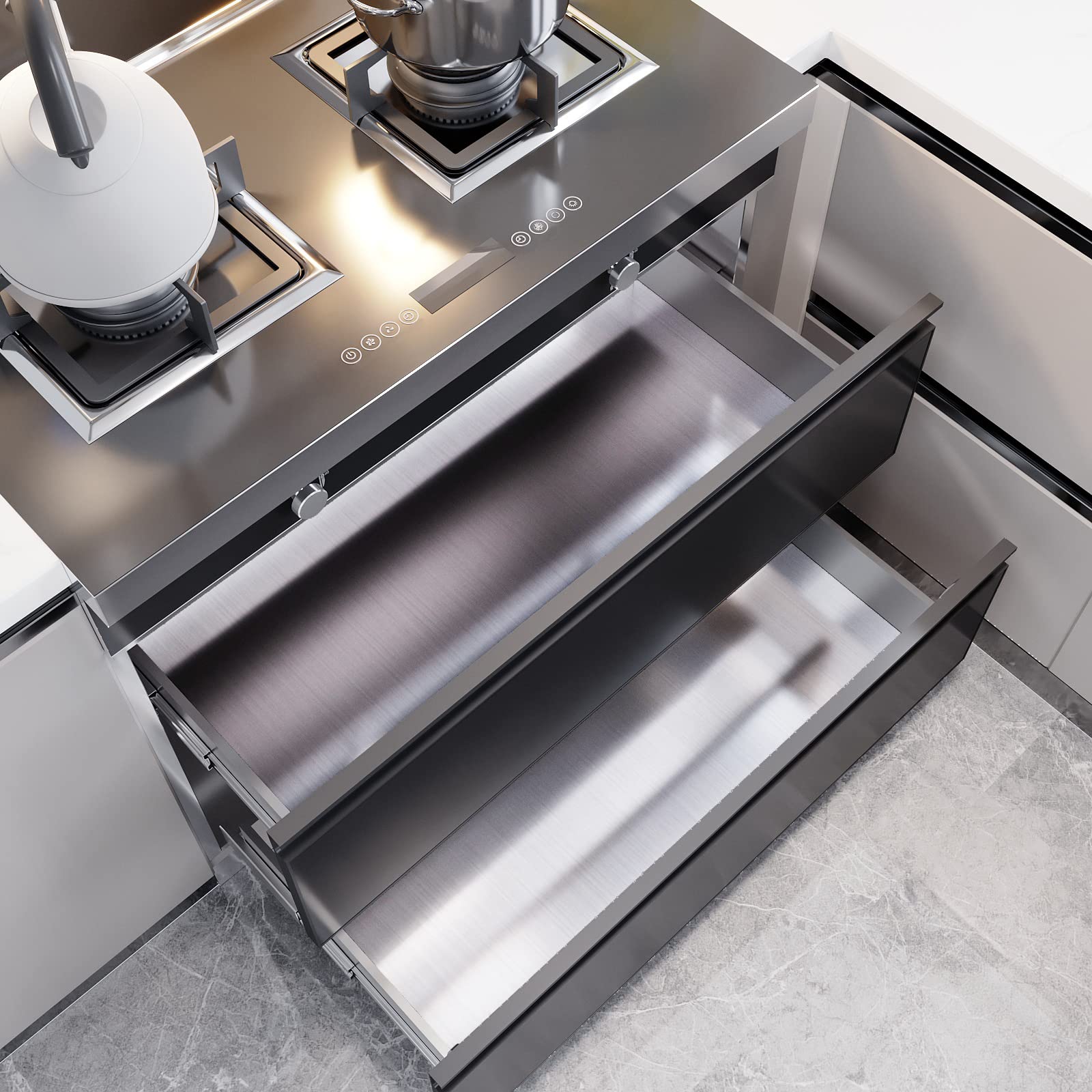 VEELIKE Klebefolie Silber Möbelfolie Küche 60cm x 900cm Selbstklebend Tapete Wasserfest Wandtapete für Küchenrückwand Arbeitsplatte Küche Tapeten Aluminiumfolie Küchentapete Vinyl Wanddeko Metall