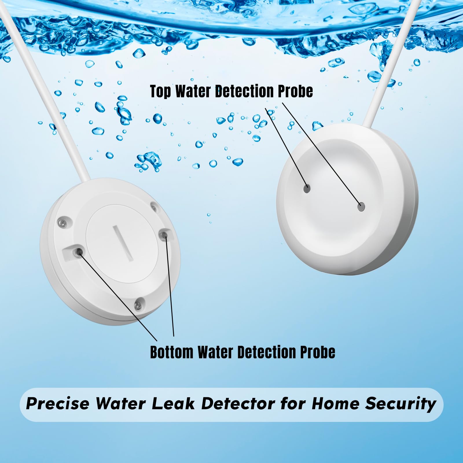 BETOOKY Water Leak Detector Alarm – 2-Pack, 110dB Audible Alert With LED, For Basements, Kitchens, Bathrooms