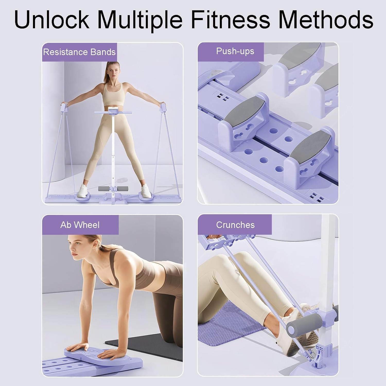 Ski Machine, Adjustable Height Simulated Ski Trainer Machine for Women with Resistance Bands, Foldable Ski Machine Exercise for Home, Glute & Leg Toning