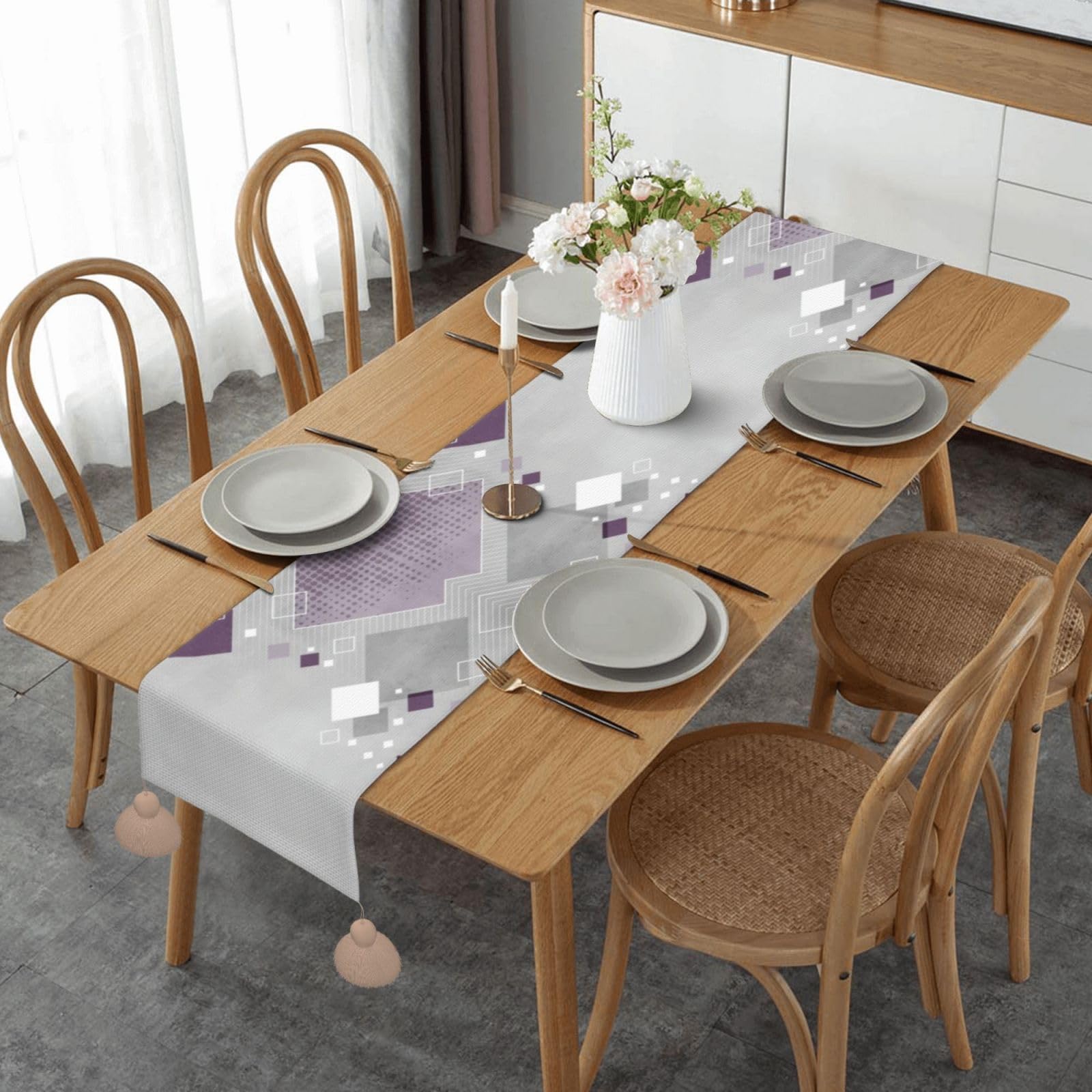 Chemin de table macramé fait main pour des moments précieux en salle à manger