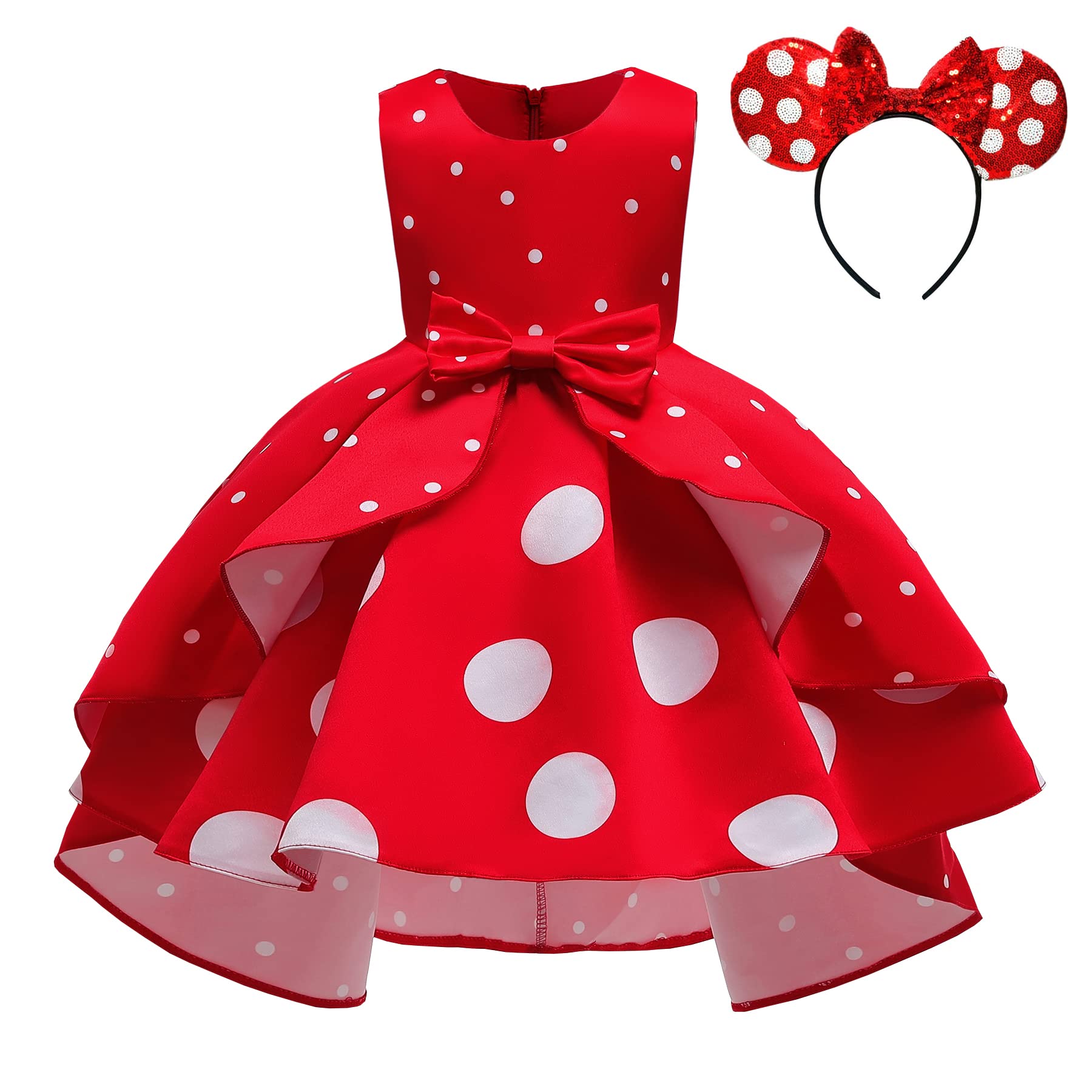 Lito Angels Disfraz Minnie Mouse 101 Dálmatas para Niña, Vestido de Fiesta de Cumpleaños y Navidad, Lunares Blancos Rojos/Blancos Negros 287