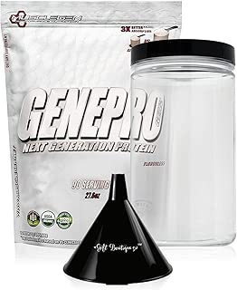 Protein Powder GENEPRO-Musclegen Research-Premium Protein for Absorption, Muscle Growth & Bariatric - Organic Gluten Free Flavorless No Sugar Non GMO + Funnel + Clear Storage Container - coolthings.us