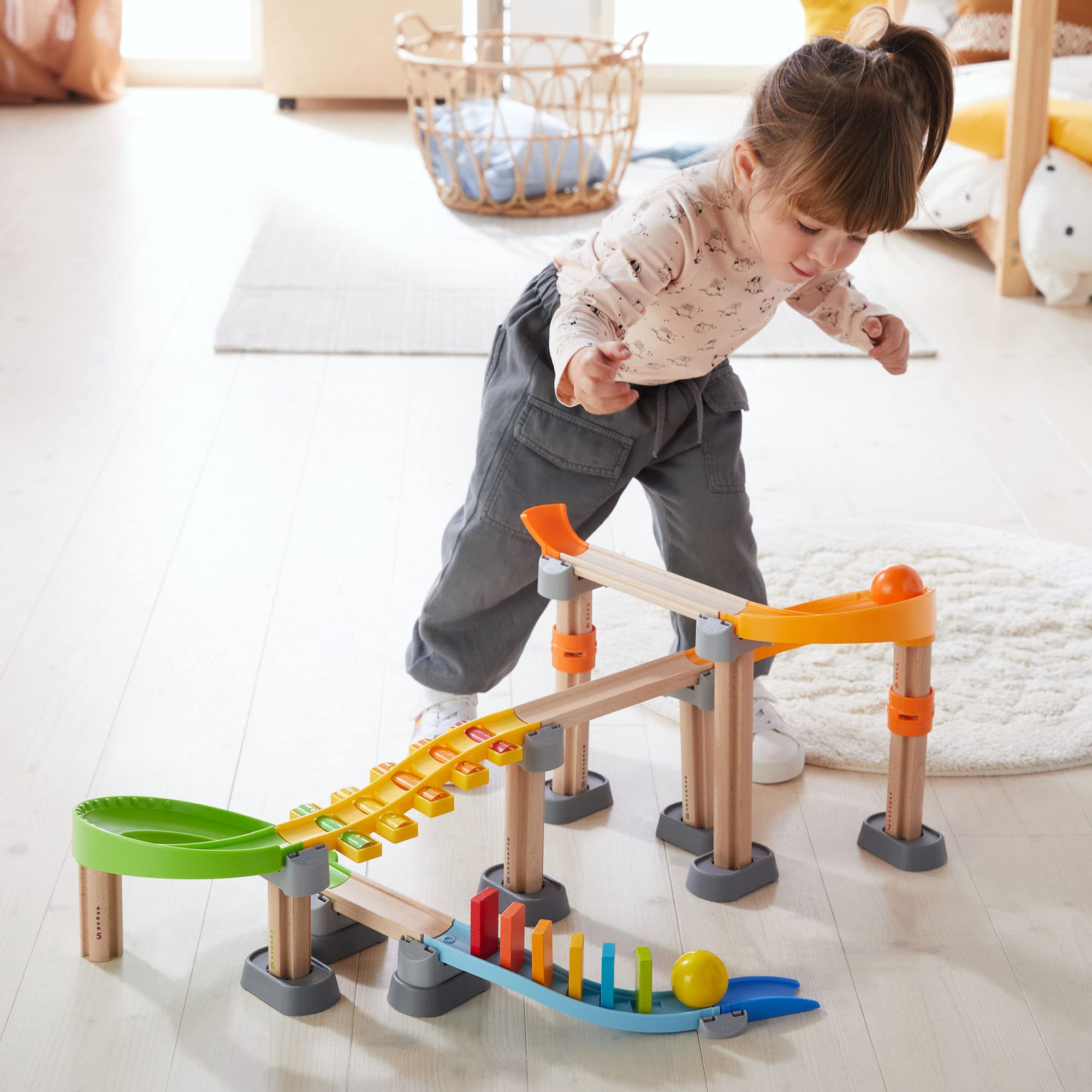 HABA 306744 - Kullerbü Kugelbahn Melodie-Domino, Erste Kugelbahn Grundpackungen ab 2 Jahren, made in Germany Bunt