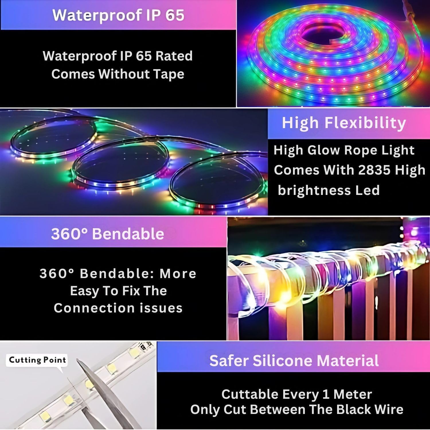 MoonlitDreams LED Rope Light - Waterproof & Flexible -8