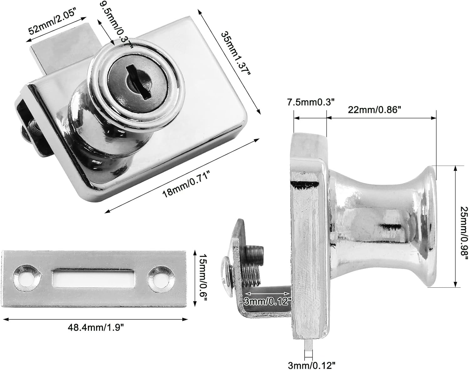 Buy LDEXIN Double Door Display Lock with Keys, Zinc Alloy Glass