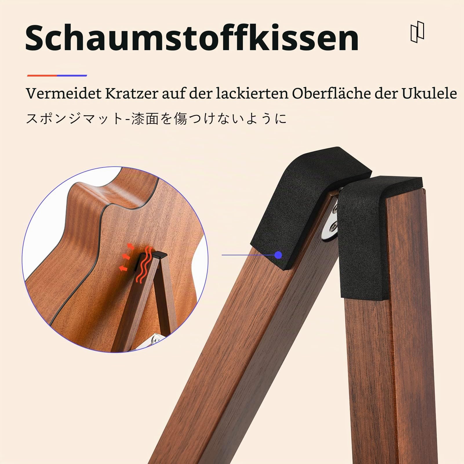 Donner Gitarrenständer Holz, tragbarer klappbarer Gitarren Ständer A-Rahmen Guitar Stand für Akustikgitarre, E-Gitarre, Bass, Banjo, Cello, Ukulele, Mandolin, DS-3