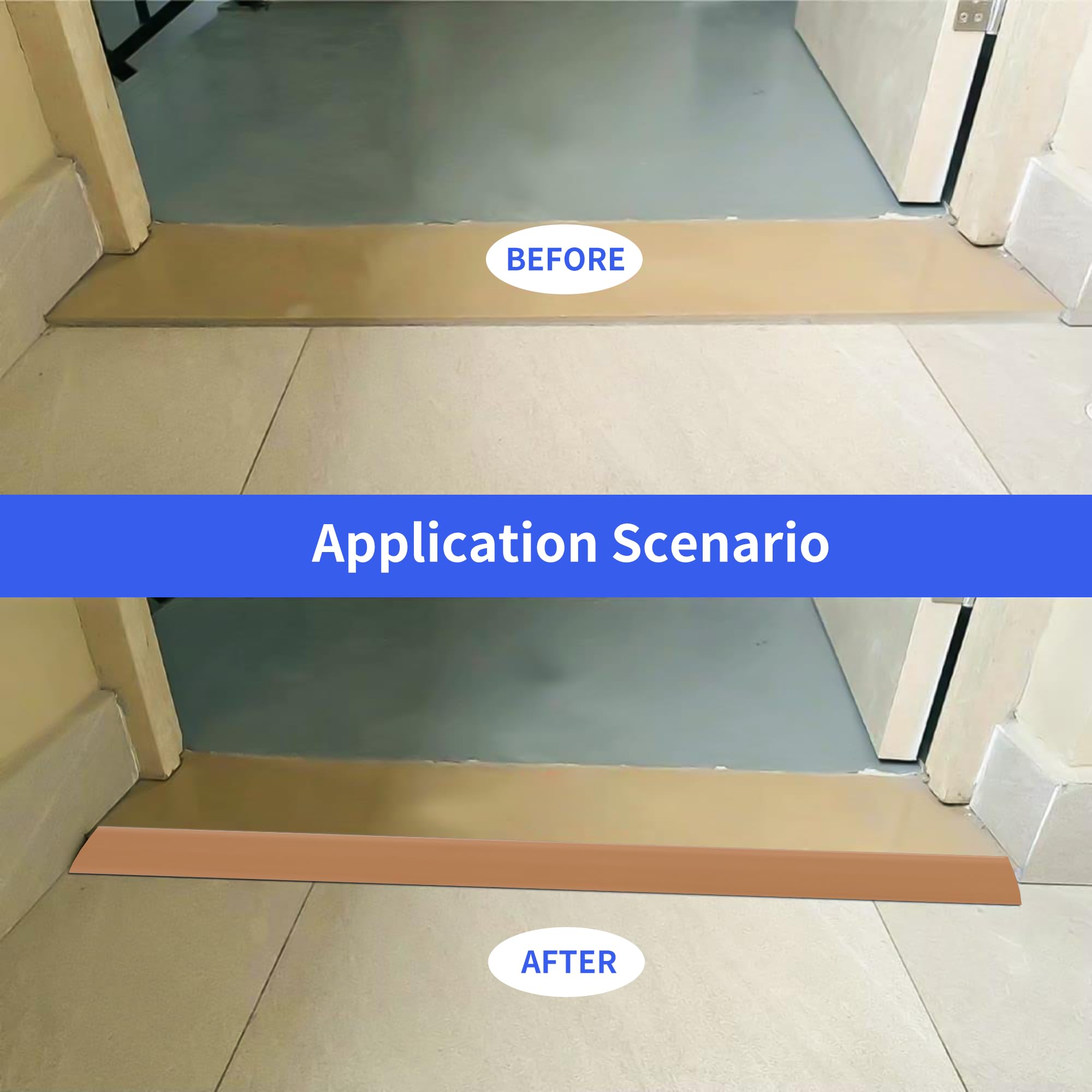 1M Perfil de Transición para Pisos PVC Tira de Umbral Tiras de Transición de Suelo Tapajuntas Suelo Adhesivo Tira Divisoria Puerta, Altura de Transición Inferior a 1.5 cm, Amarillo Marrón