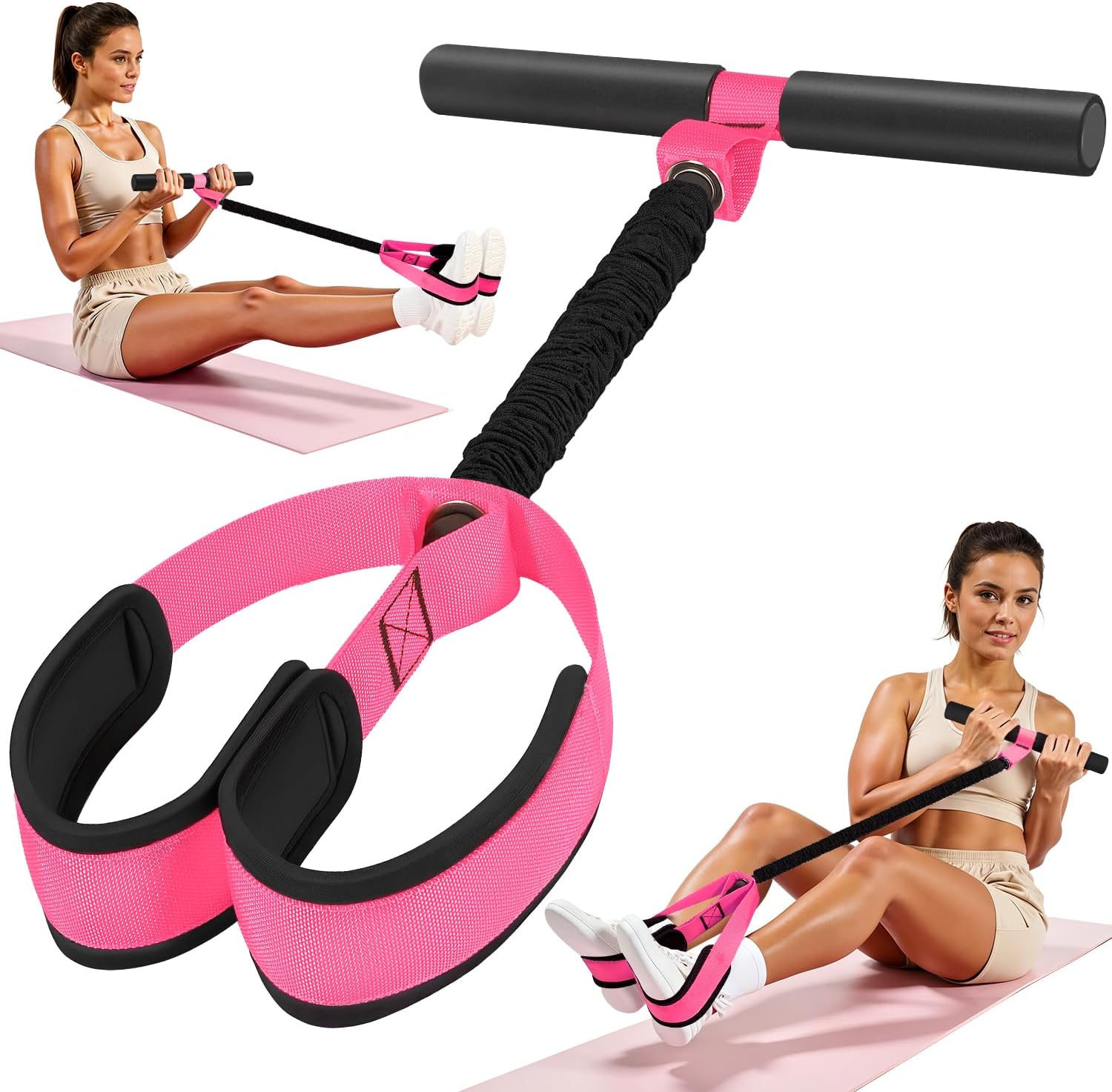 Upgraded Durable Pedal Resistance Band with Handle, Thickened Latex Tubes and Soft Foam Fabric Foot Pedal, Sit Up Exercise Equipment for Abdomen, Waist, Arm, Core/ABS, Leg, Physical Therapy
