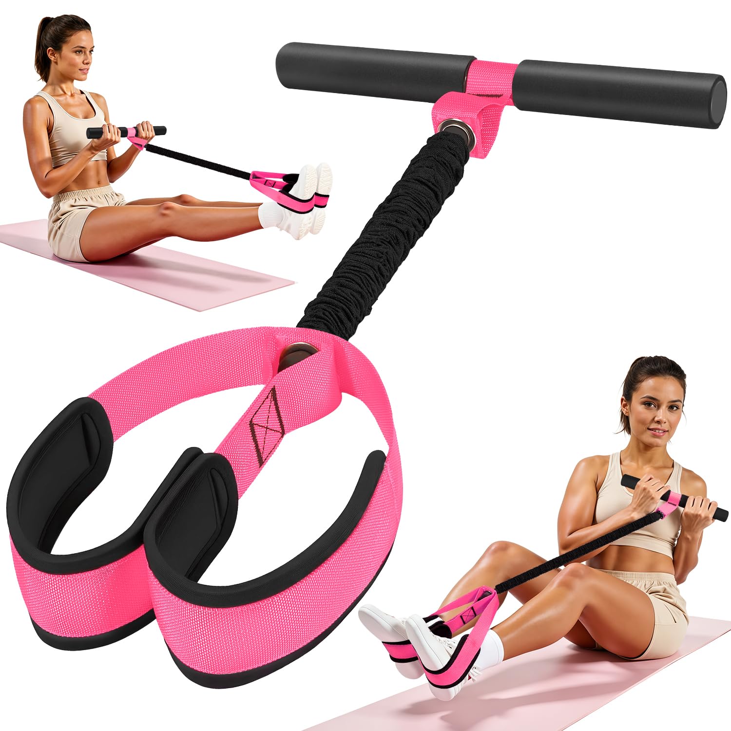 Photo 1 of 2026 Upgraded Durable Pedal Resistance Band with Handle, Thickened Latex Tubes and Soft Foam Fabric Foot Pedal, Sit Up Exercise Equipment for Abdomen, Waist, Arm, Core/ABS, Leg, Physical Therapy