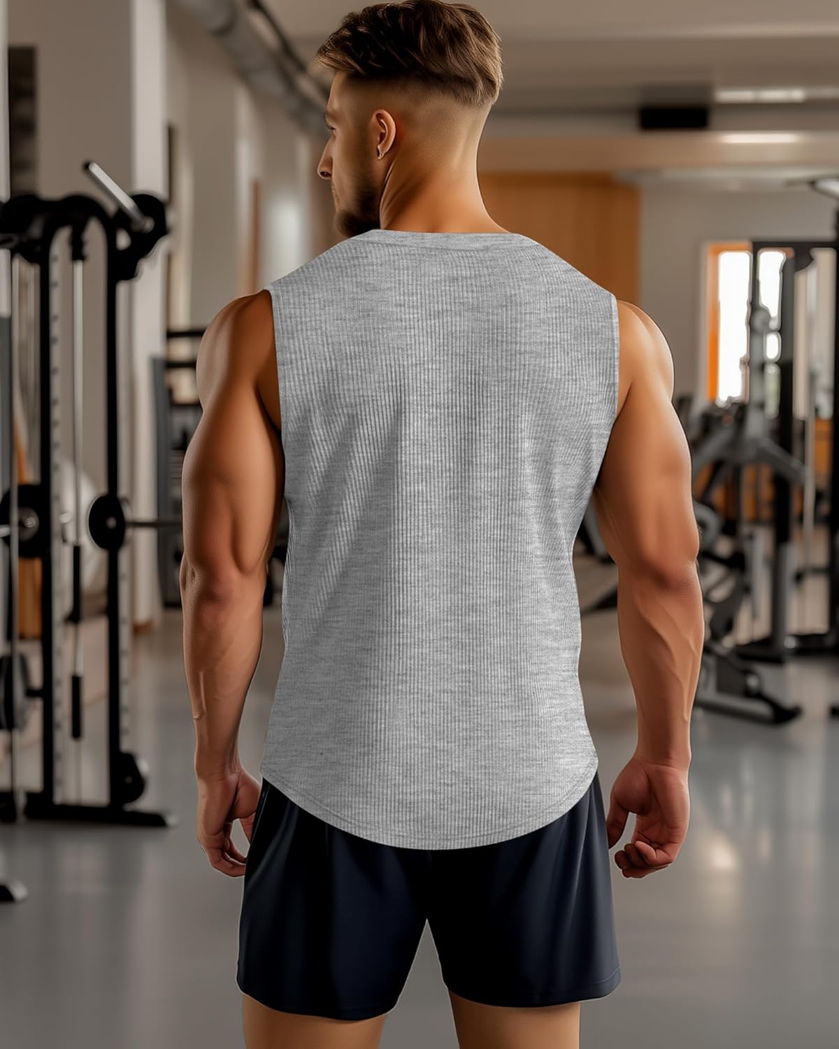 3 Pcs Men's Big and Tall Tank Top Ribbed Plus Size Sleeveless Henley Shirt Crewneck T Shirt 1X-5X