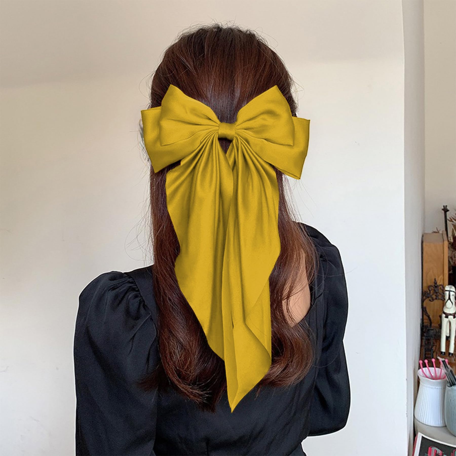 Amazon.com : Silky Satin Oversized Hair Bows with Long Tails 