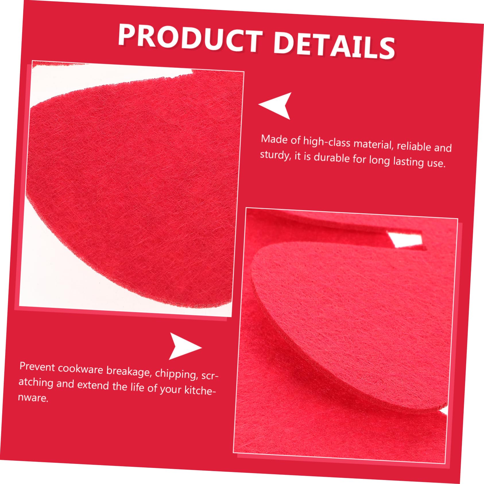 Protectores de Sartenes 12 Piezas de Tejido No Tejido Rojo | Antiadherentes, para Cocina y Traslado, Ayuda a Evitar Golpes y Desconchados, Formato Moderno