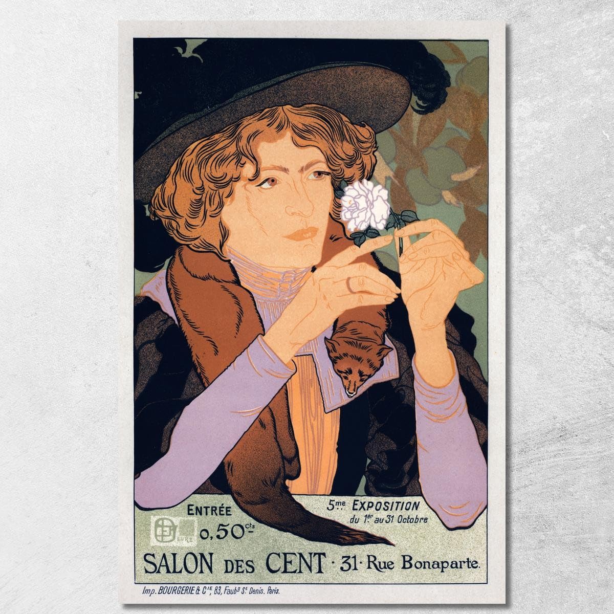 Cartel para la quinta exposición de arte del Salon des Cent Georges de Feure, gdf2 Cuadro impreso sobre lienzo Fine Art, enmarcado listo para colgar, montado a mano, 100 x 70 cm