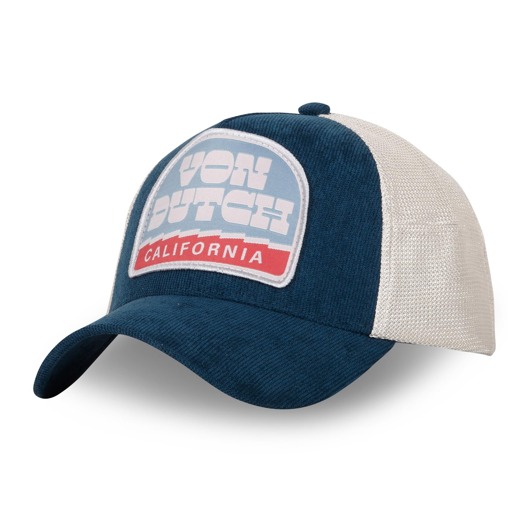 Von Dutch Men's & Women's Cap, CORDUROY Trucker Cap, Adjustable, Blue/Beige/Red/White, One Size