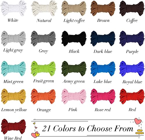 Miniatura 7 de Cuerda de macramé gruesa de 0.315 in x 32.8 pies, cuerda de algodón trenzada de algodón natural, 3 capas para colgar en la pared, para colgar en la